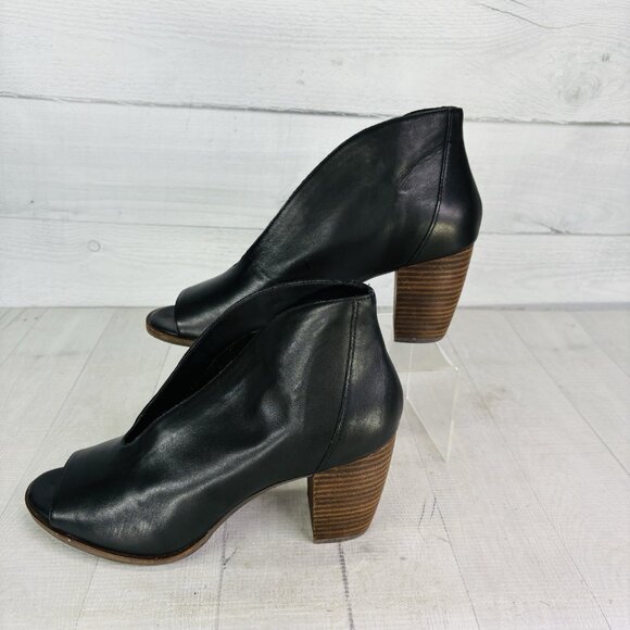 Lucky Brand JOAL Leather Ankle Block Open Toe Stacked Heels Booties Sz 10 M 41.5 - Picture 4 of 16